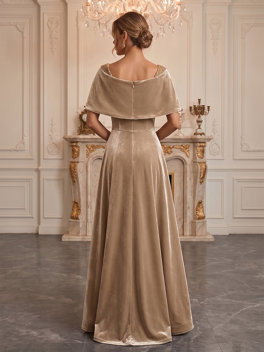 Jacquard Sheath/Column Scoop Neck Floor-Length Mother of the Bride & Groom Dresses with Ruched Waist (SHI22500922)