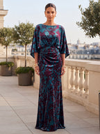 Sheath/Column Scoop Neck Velvet Maxi Mother of the Bride & Groom Dresses with Ruched Waist (SHI22501595)