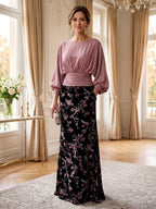 Sheath/Column Scoop Neck Velvet Floor-Length Mother of the Bride & Groom Dresses with Ruched Waist & Pockets (SHI22501603)
