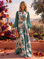 A-Line/Princess Scoop Neck Jacquard Floor-Length Mother of the Bride & Groom Dresses with Ruched Waist (SHI22501615)