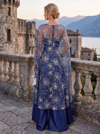 A-Line/Princess Scoop Neck Jacquard Floor-Length Mother of the Bride & Groom Dresses with Ruched Waist (SHI22501615)