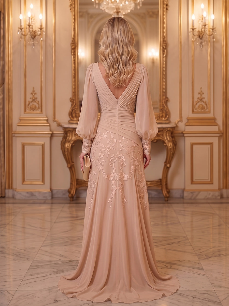 Sheath/Column Strapless Stretch Jersey Maxi Mother of the Bride & Groom Dresses with 3D Flowers & Slit (SHI22501694)