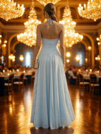 Chiffon A-Line/Princess Halter Floor-Length Formal Dresses with Ruffles (ZD17546)