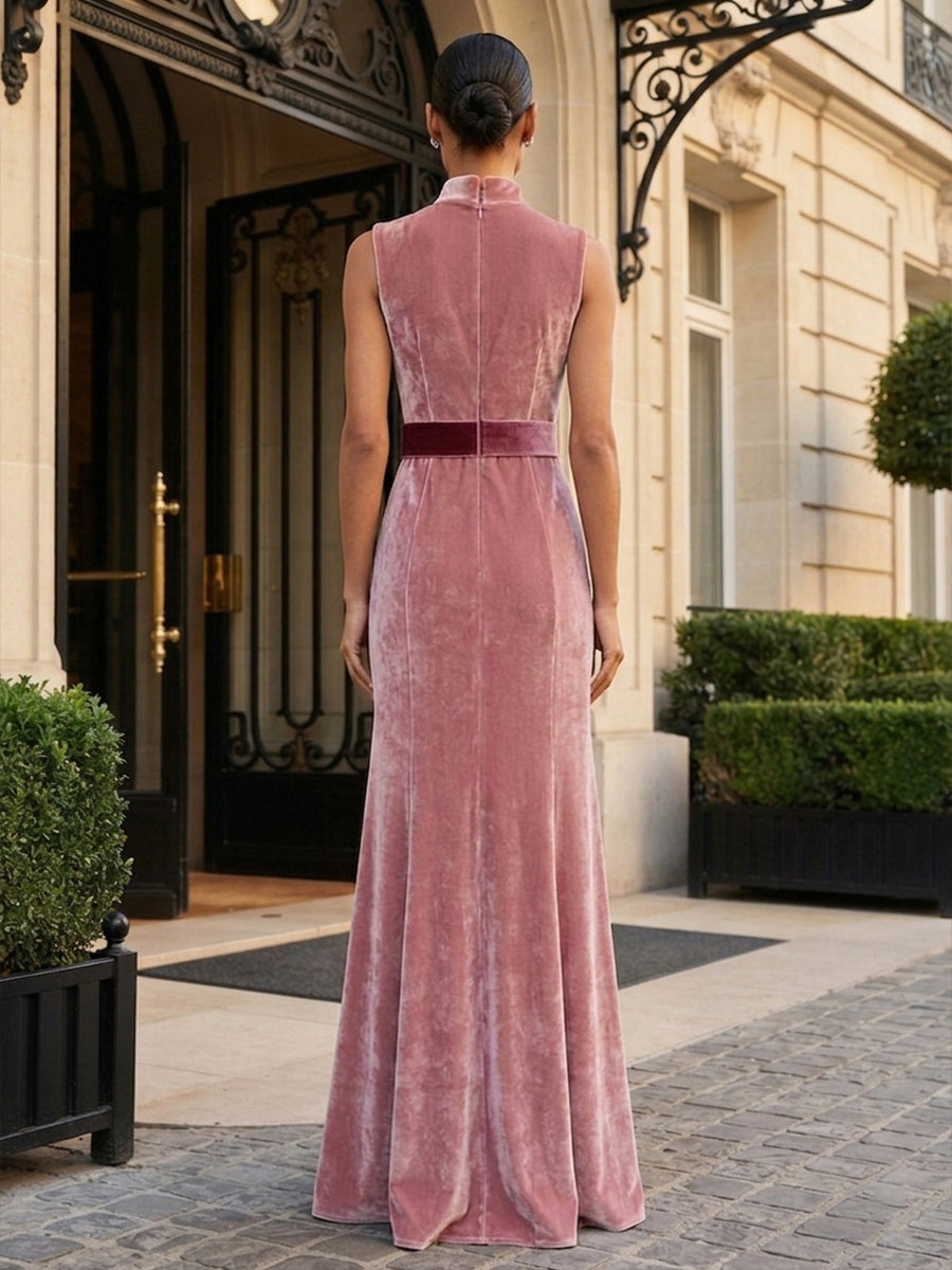 Jacquard Sheath/Column V-Neck Tea-Length Mother of the Bride & Groom Dresses for Women (SHI22501292)
