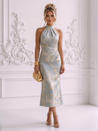 Jacquard A-Line/Princess Strapless Short Homecoming Dresses with Bow & Pearls (SHI22370324)