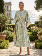 Floral Print Sheath/Column Scoop Neck Floor-Length Mother of the Bride & Groom Dresses with Ruched Waist (SHI22501153)