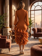 A-Line/Princess Scoop Neck Chiffon Maxi Mother of the Bride & Groom Dresses with 3D Flowers, Sweep Train & Pleats (SHI22501627)