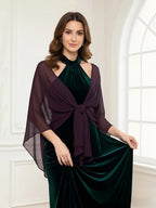 Chiffon Lace A-Line/Princess Off Shoulder Long Mother of the Bride & Groom Dresses with Ruched Waist & Sweep Train (SHI22501250)
