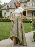 Mermaid Scoop Long Sleeve Floor Length Mother of the Bride Dresses with Peplum & Appliques (SHI22500269)