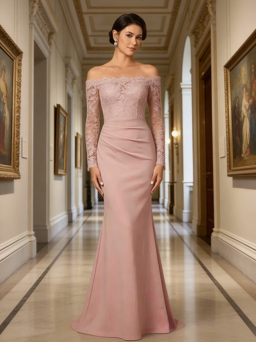 Satin Scoop Neck Mother of the Bride & Groom Dresses with 3D Flower (SHI22500338)