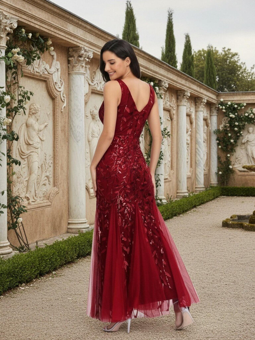 A-Line Chiffon Pleated Long Mother of the Bride & Groom Dresses with 3/4 Flutter Sleeves & Sequin Waist (SHI22500702)