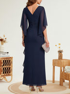 Mermaid Off Shoulder Short Sleeve Long Elegant Mother of the Bride Dresses with Sequin (SHI22500242)