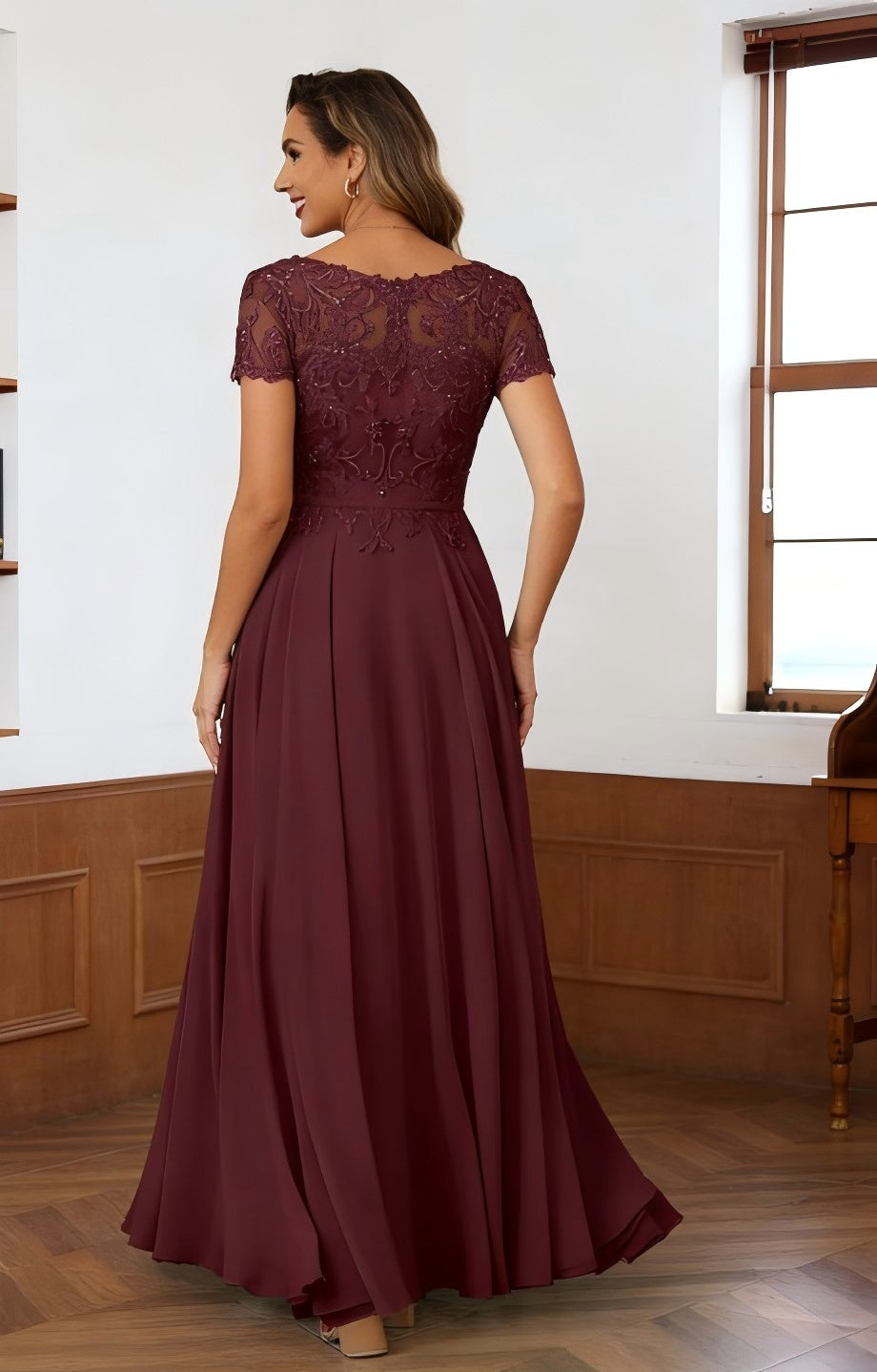 Two-Piece Satin Mother of the Bride & Groom Dresses Suit with 3/4 Sleeves Jacket & Sheath Midi-Length Dress (SHI22500470)