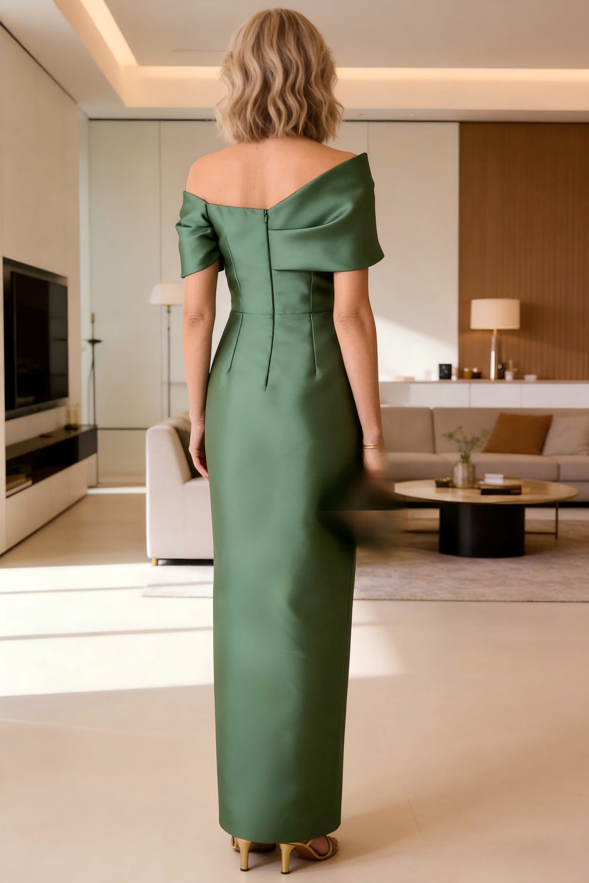 3/4 Sleeve Round Neck A-Line Midi Chiffon Mother of the Bride Dresses with Jacket (SHI22500386)