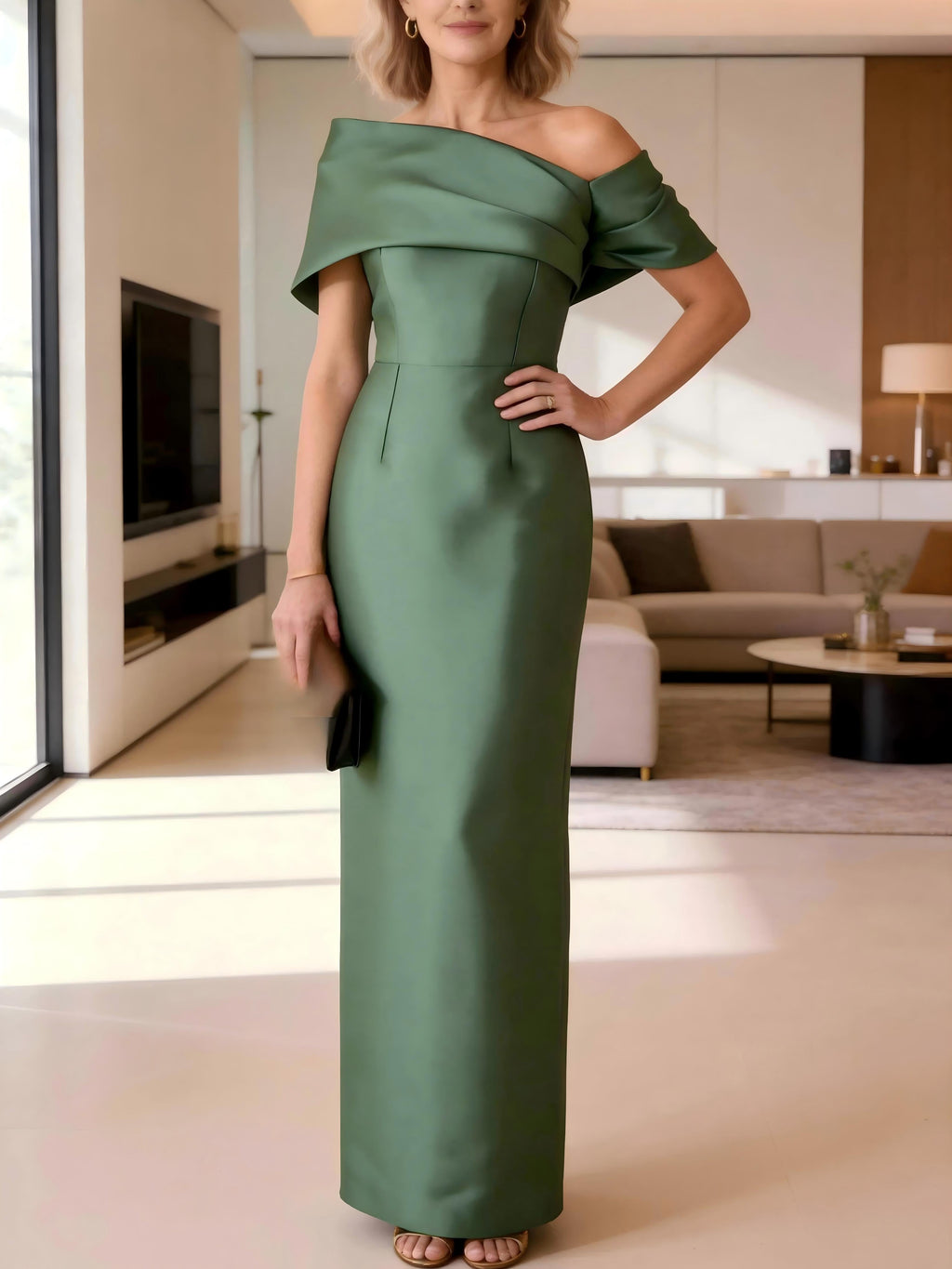 3/4 Sleeve Round Neck A-Line Midi Chiffon Mother of the Bride Dresses with Jacket (SHI22500386)