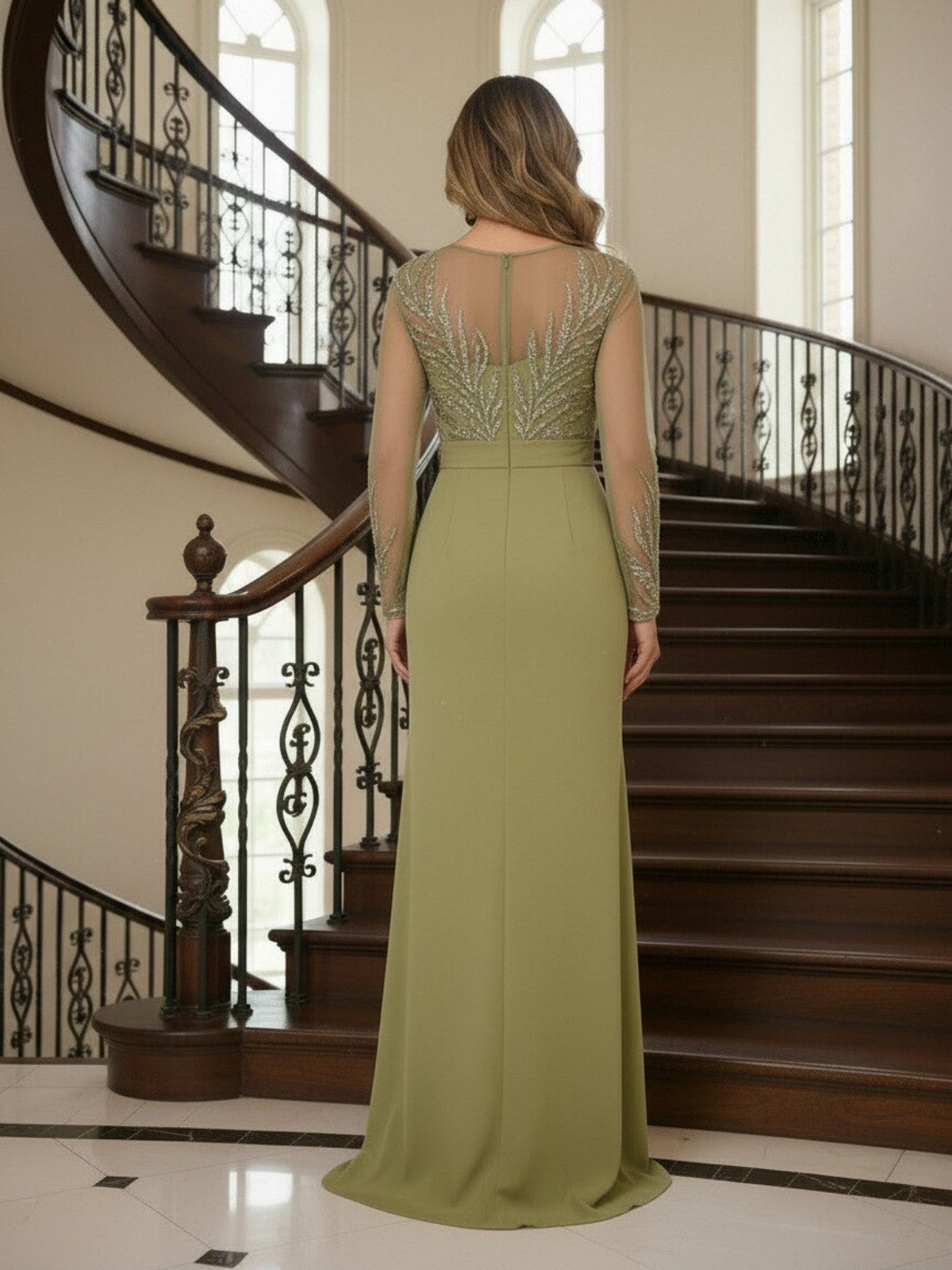 Sheath/Column Floral Lace Mother of the Bride & Groom Dresses with Rhinestones (SHI22500658)