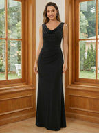 V Neck Satin Pleated Mermaid Mother of the Bride Dresses (SHIR1110589)