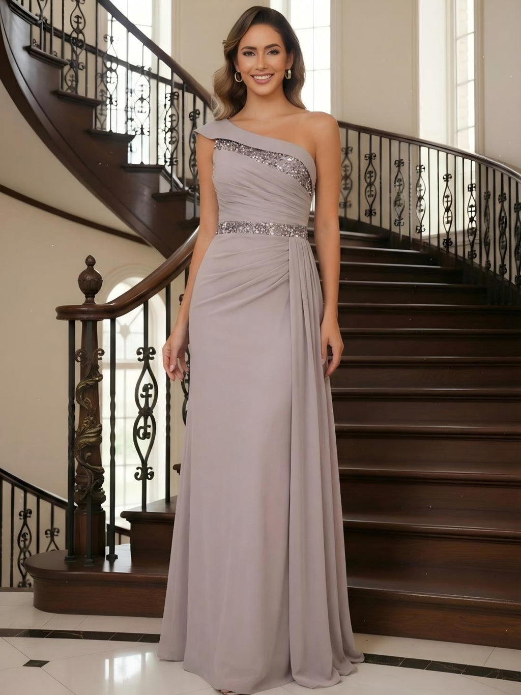 Mermaid Short Sleeve Sweetheart Floor-Length Mother of the Bride Dresses with Jacquard (SHI22500213)