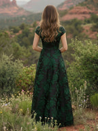 Satin V Neck Floral Print A Line Mother of the Bride Dresses (SHIR1110445)