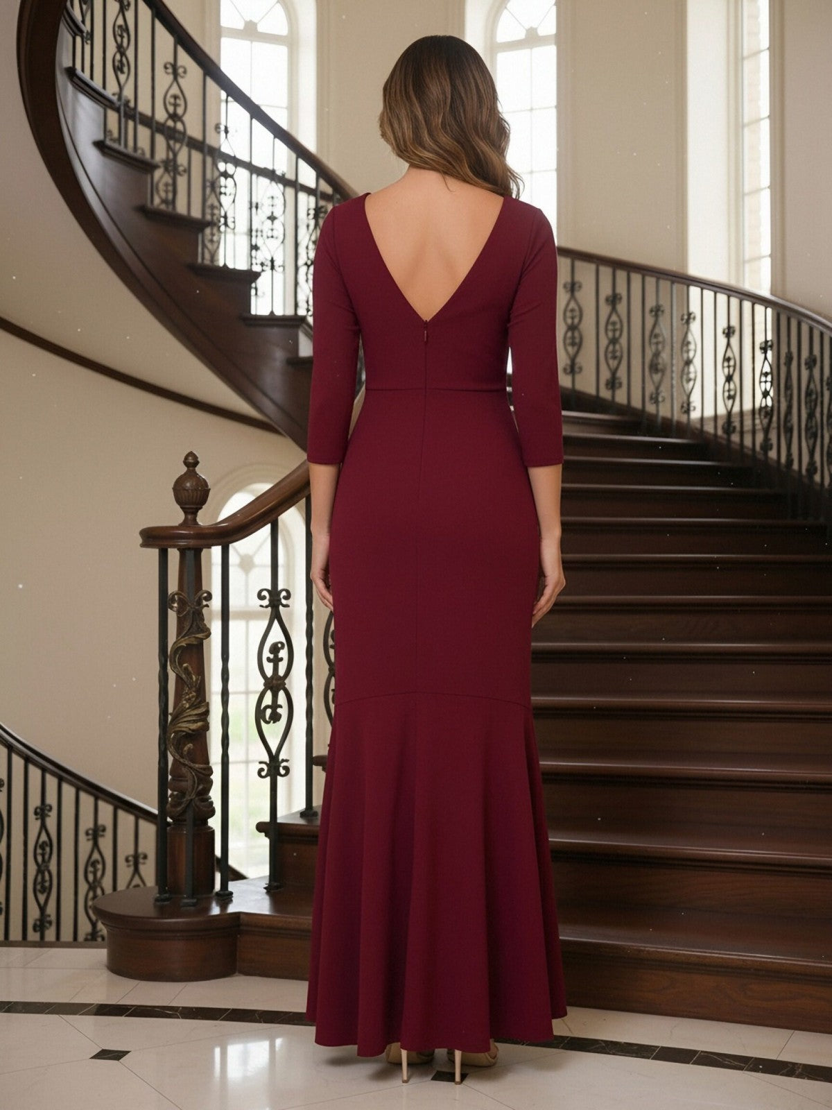 One Shoulder Beaded Midi Jacquard Satin Mother of the Bride Dresses (SHI22500511)