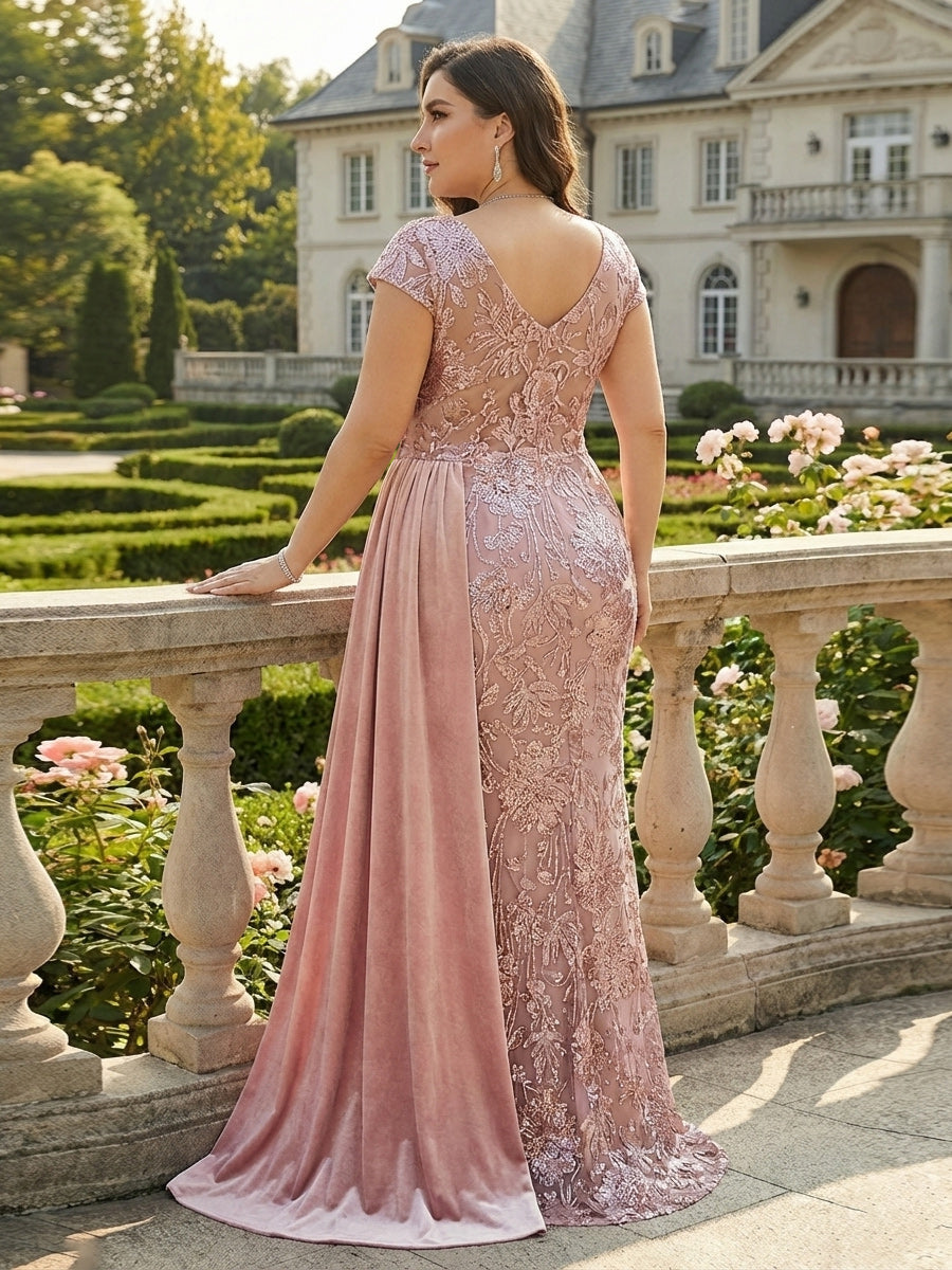 One Shoulder Beaded Midi Jacquard Satin Mother of the Bride Dresses (SHI22500511)