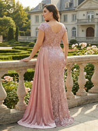 One Shoulder Beaded Midi Jacquard Satin Mother of the Bride Dresses (SHI22500511)