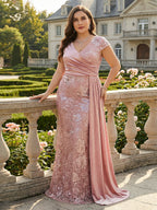 One Shoulder Beaded Midi Jacquard Satin Mother of the Bride Dresses (SHI22500511)