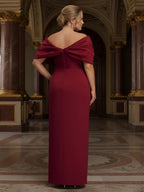 V Neck Satin Pleated Mermaid Mother of the Bride Dresses (SHIR1110589)