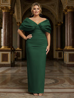 V Neck Satin Pleated Mermaid Mother of the Bride Dresses (SHIR1110589)