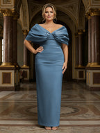 V Neck Satin Pleated Mermaid Mother of the Bride Dresses (SHIR1110589)