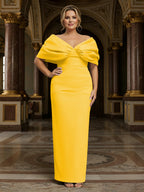 V Neck Satin Pleated Mermaid Mother of the Bride Dresses (SHIR1110589)