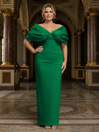 V Neck Satin Pleated Mermaid Mother of the Bride Dresses (SHIR1110589)