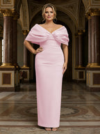 V Neck Satin Pleated Mermaid Mother of the Bride Dresses (SHIR1110589)