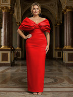 V Neck Satin Pleated Mermaid Mother of the Bride Dresses (SHIR1110589)