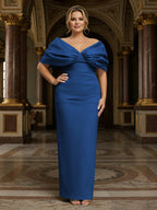 V Neck Satin Pleated Mermaid Mother of the Bride Dresses (SHIR1110589)