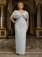 V Neck Satin Pleated Mermaid Mother of the Bride Dresses (SHIR1110589)