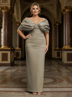 V Neck Satin Pleated Mermaid Mother of the Bride Dresses (SHIR1110589)