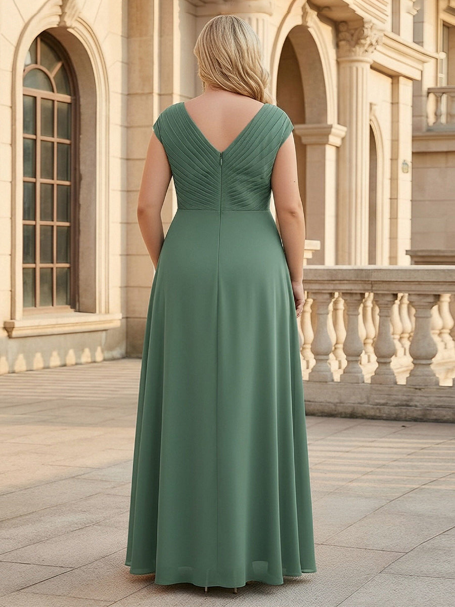 A-Line Chiffon Pleated Floor-Length Mother of the Bride & Groom Dresses with Ruched Corset (SHI22500766)