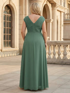 A-Line Chiffon Pleated Floor-Length Mother of the Bride & Groom Dresses with Ruched Corset (SHI22500766)