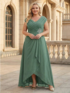 A-Line Chiffon Pleated Floor-Length Mother of the Bride & Groom Dresses with Ruched Corset (SHI22500766)