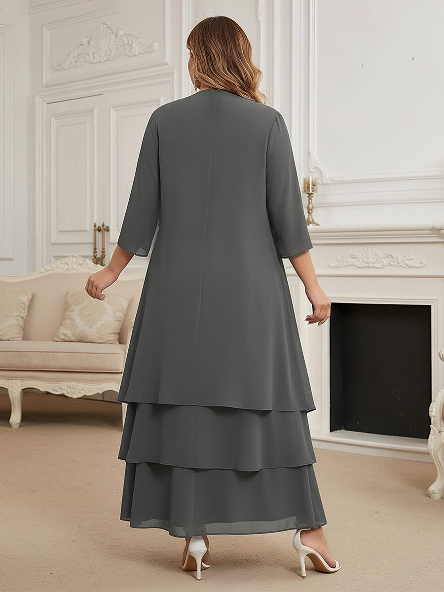 Sheath/Column Cape Sleeves Mother of the Bride & Groom Dresses with Floral Beaded Sequin Embroidered (SHI22500491)
