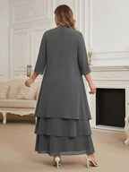 Sheath/Column Cape Sleeves Mother of the Bride & Groom Dresses with Floral Beaded Sequin Embroidered (SHI22500491)