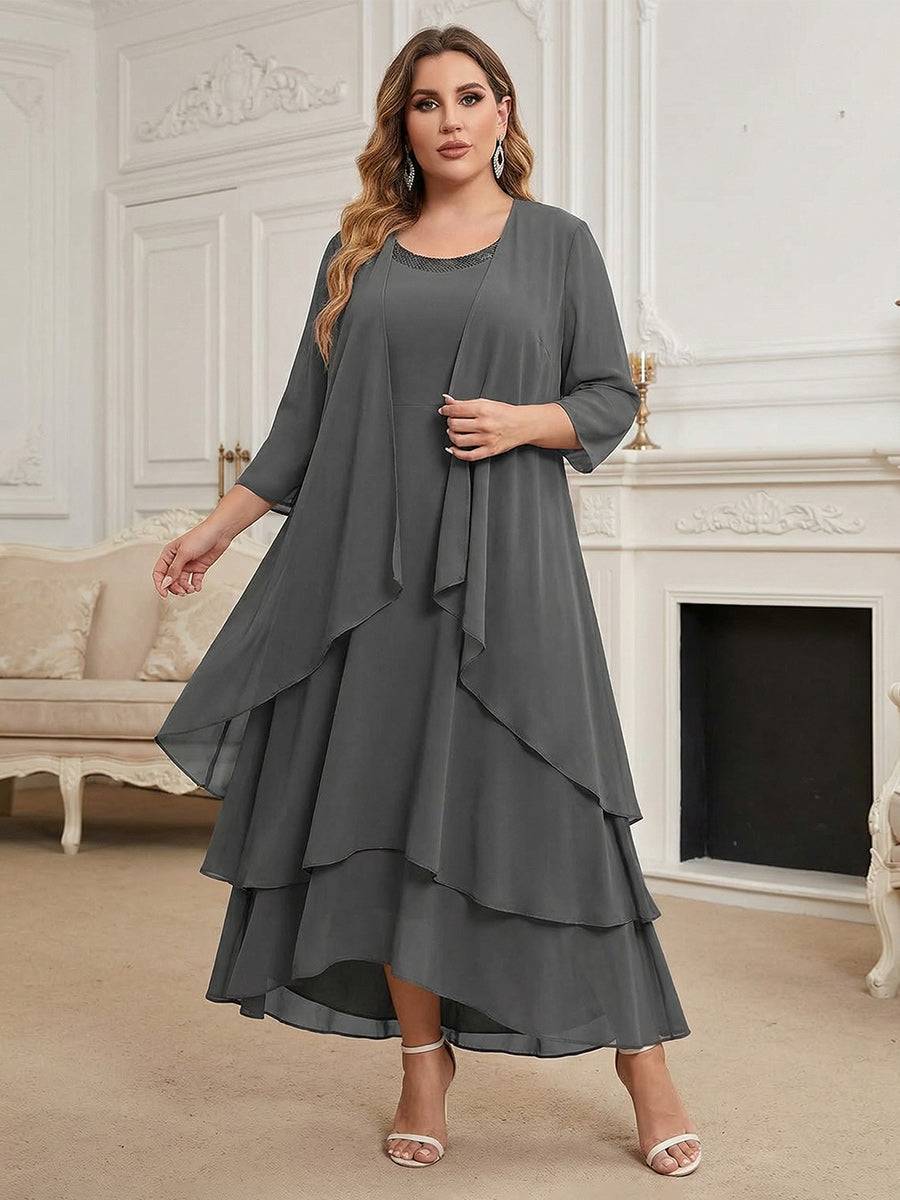 Sheath/Column Cape Sleeves Mother of the Bride & Groom Dresses with Floral Beaded Sequin Embroidered (SHI22500491)