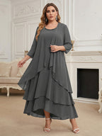 Sheath/Column Cape Sleeves Mother of the Bride & Groom Dresses with Floral Beaded Sequin Embroidered (SHI22500491)