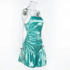 New mint green tight skirt sexy pleated skirt high waist pleated satin dress short homecoming dress Y1903 by simplepromdress