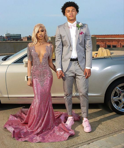 Elegant Mermaid V Neck Prom Dress Charming Evening Gown Y6542