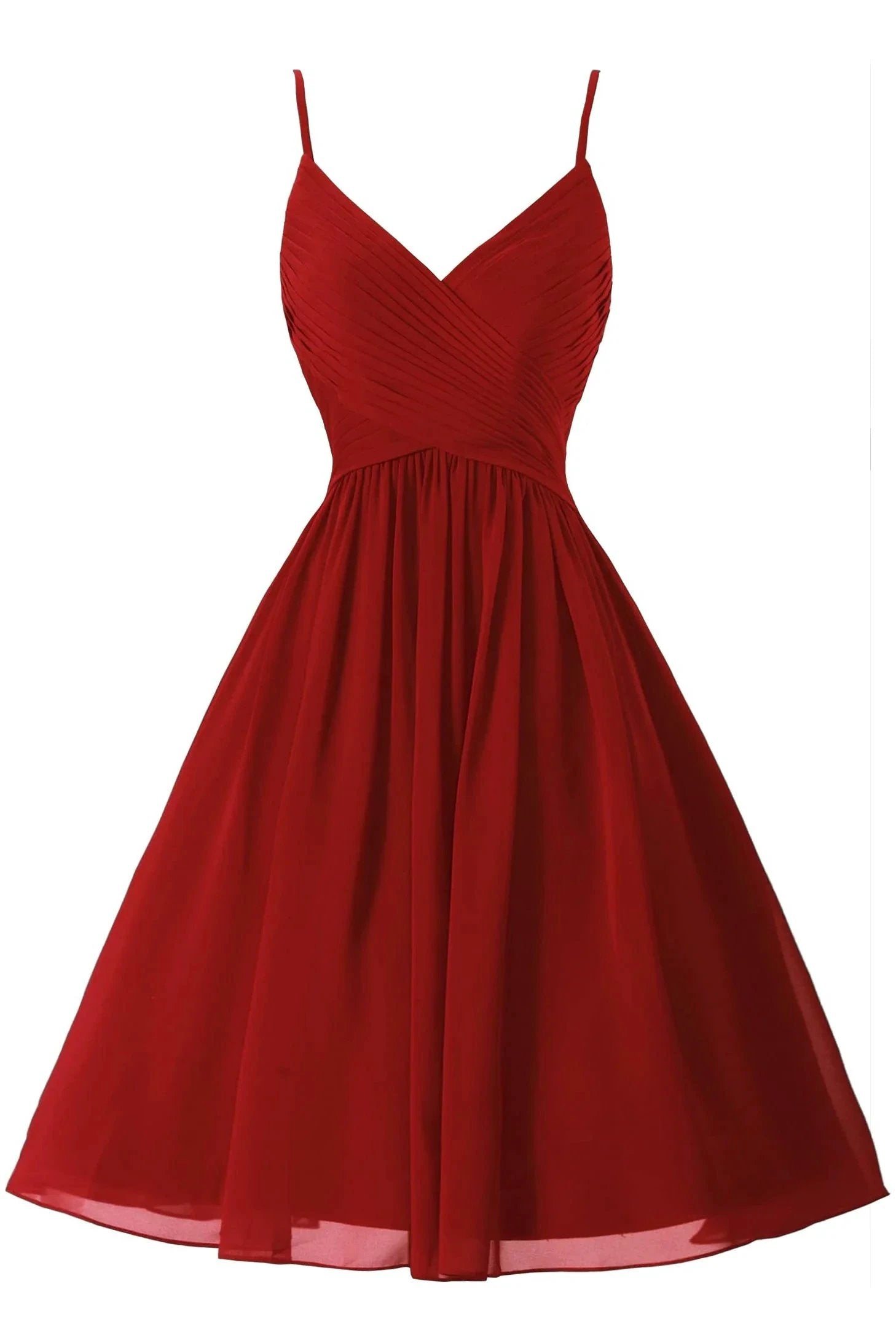 Spaghetti Straps Sleeveless A Line Chiffon Short Prom Dresses With Pockets by Ombreprom