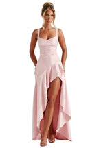 Satin Ruffles Prom Dresses for Teens Hi-Low Aline Cocktail Dresses for Women QA204 by Sunnderly