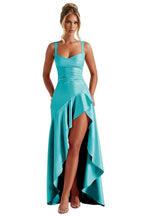 Satin Ruffles Prom Dresses for Teens Hi-Low Aline Cocktail Dresses for Women QA204 by Sunnderly