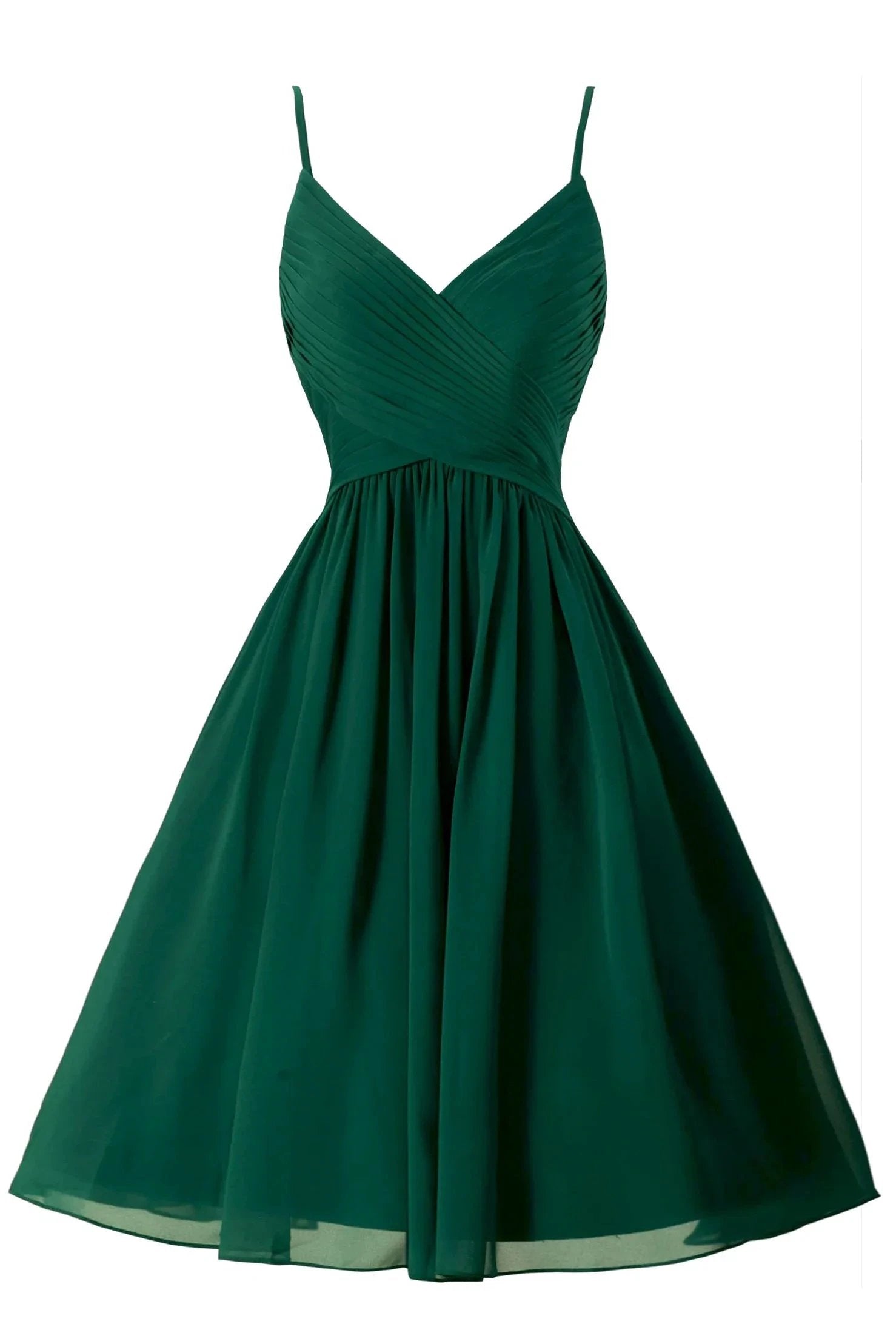 Spaghetti Straps Sleeveless A Line Chiffon Short Prom Dresses With Pockets by Ombreprom